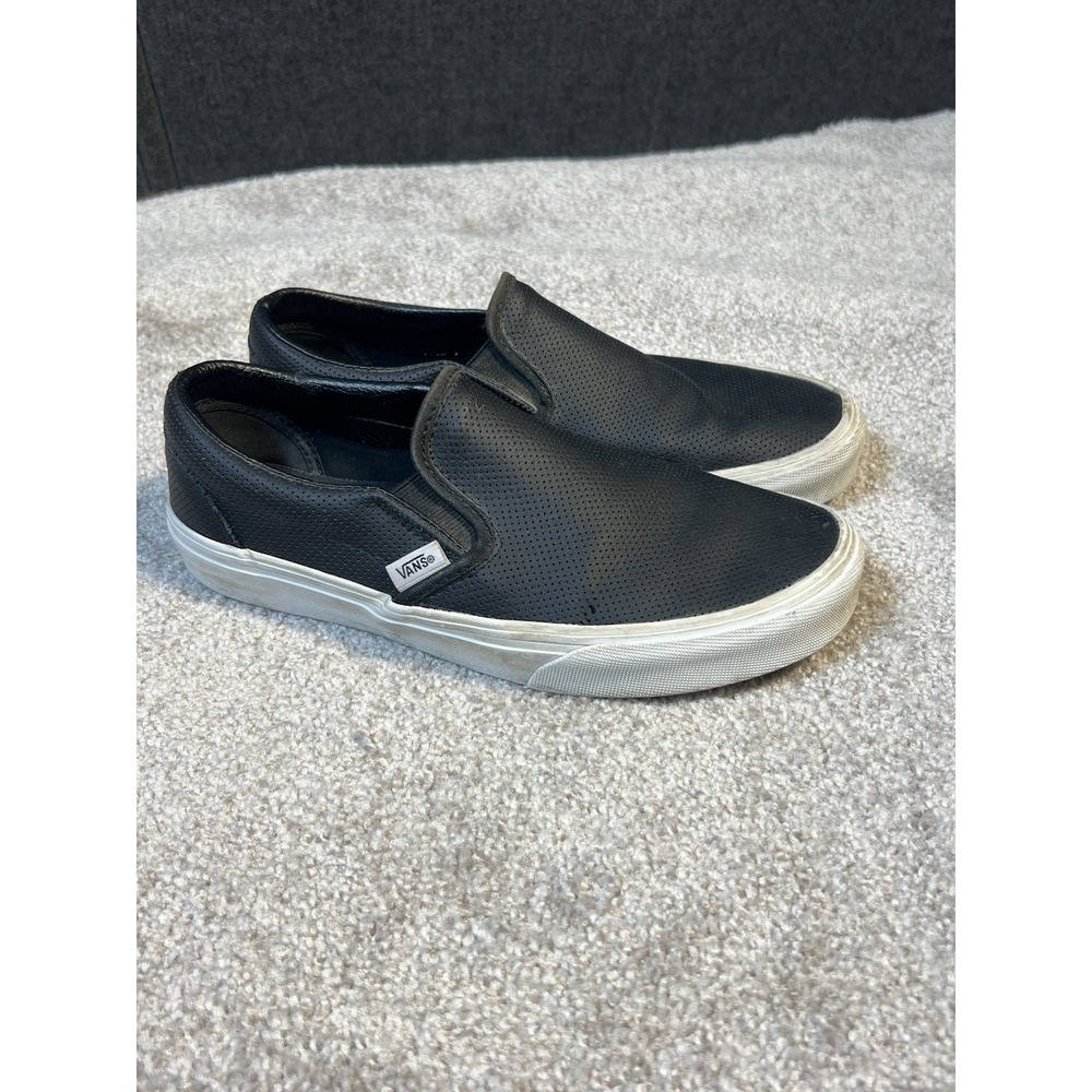 VAN Sneakers Slip Ons SZ  Mens 7 Womens 8.5 Faux Leather With Some Flaws